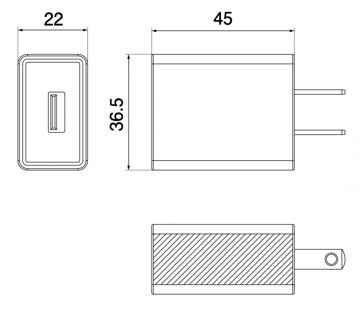 N-DC5V2Aの製品寸法図